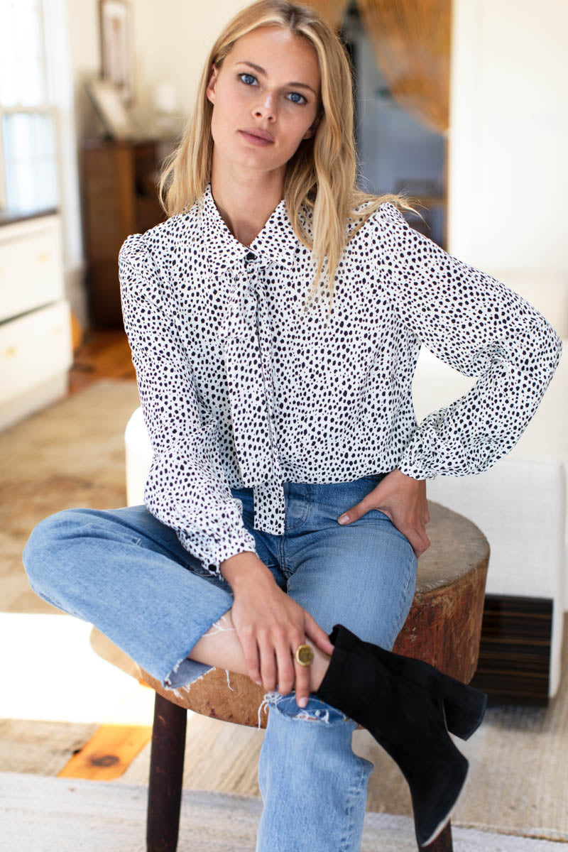 Frankie Blouse - Black + White Cheetah