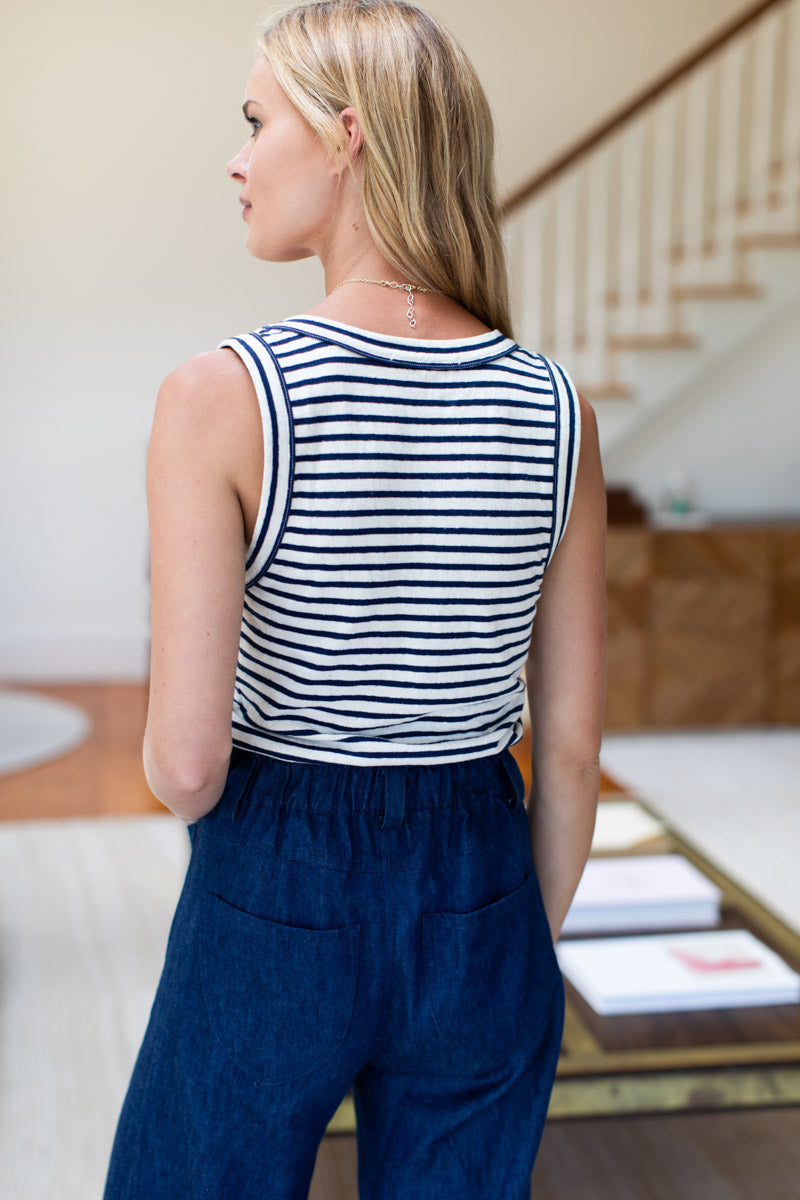 Go To Tank Top - Navy Stripe Organic