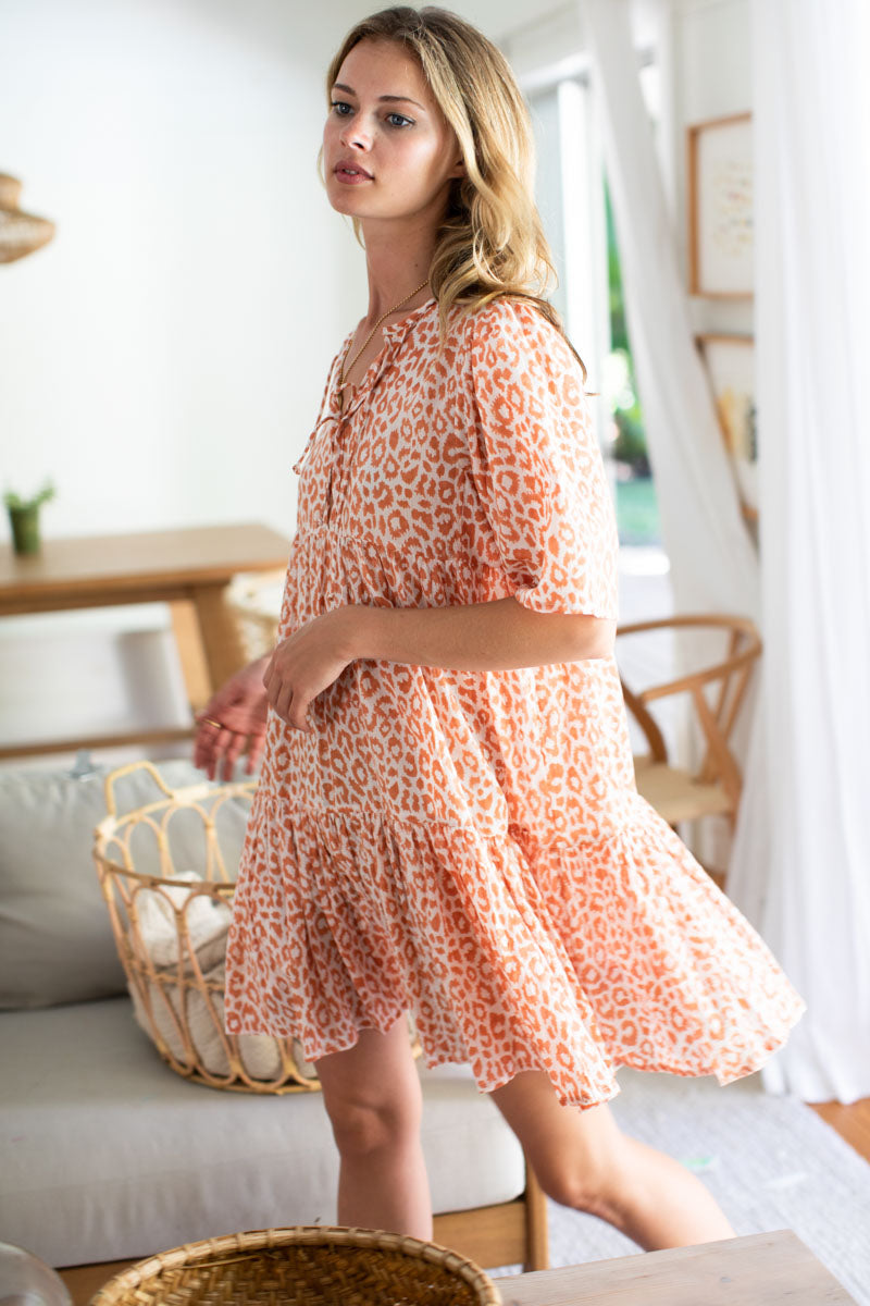 Isla Dress - Sunbaked Leopard Organic