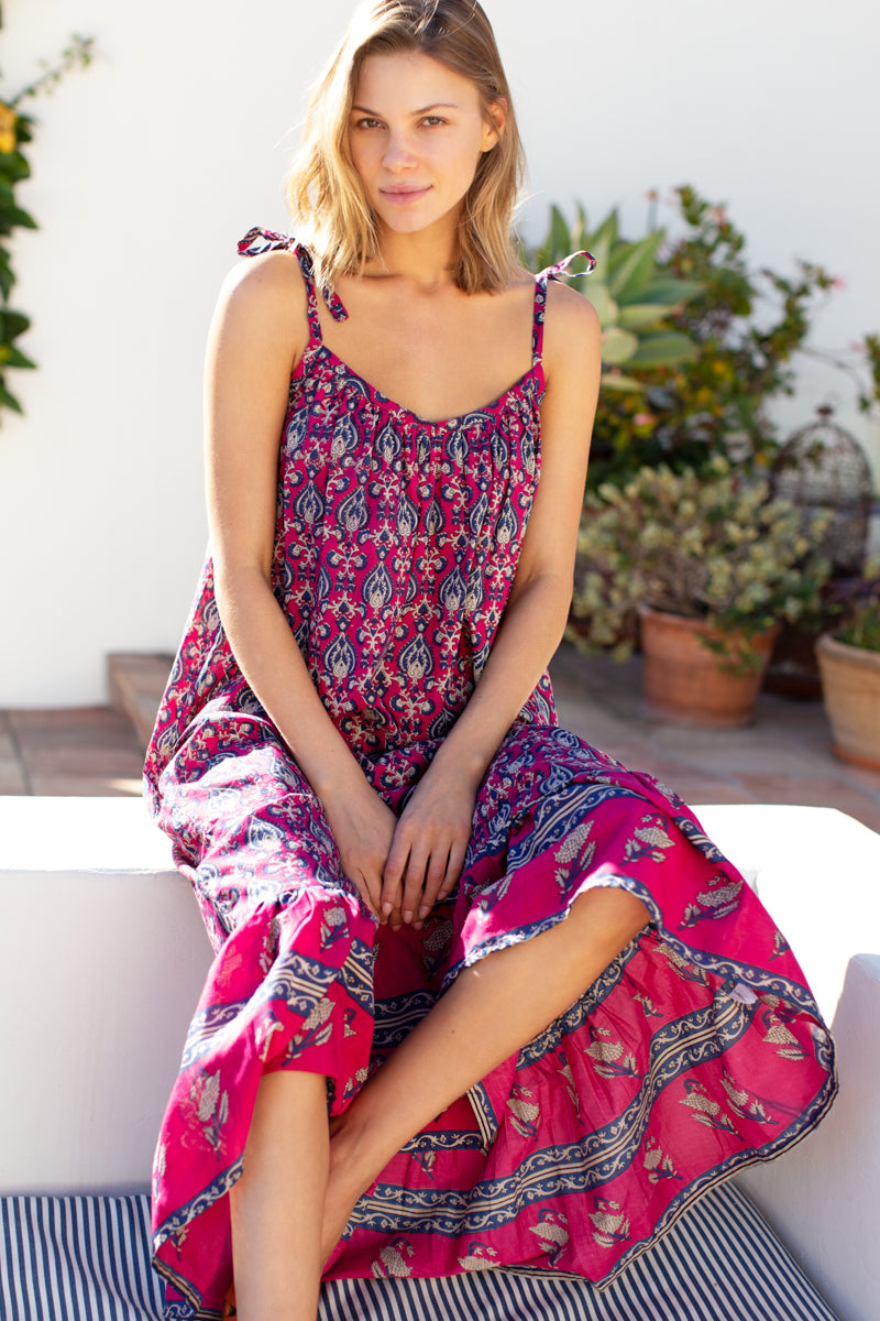 India Sundress - Pink Indigo Organic