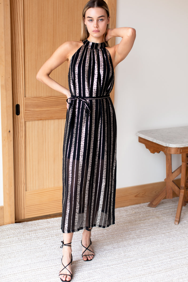 Pandora Maxi Dress - Black Lurex