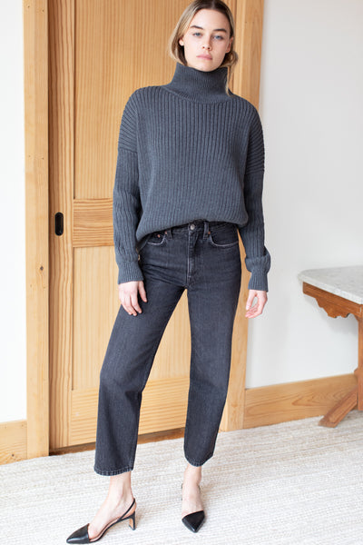 Carolyn Funnel Neck Sweater - Charcoal Organic - Emerson Fry