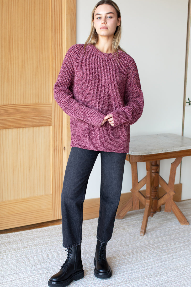 Ryan Heavy Sweater - Marled Dusty Rose + Merlot Organic