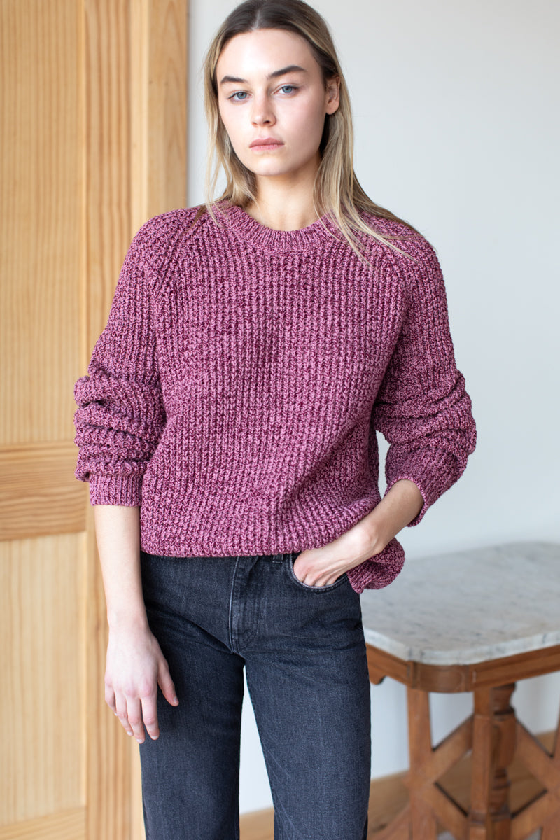 Ryan Heavy Sweater - Marled Dusty Rose + Merlot Organic