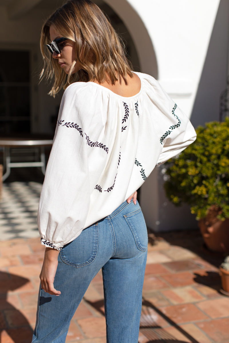 Lucy Dove Embroidery Blouse - Salt Organic