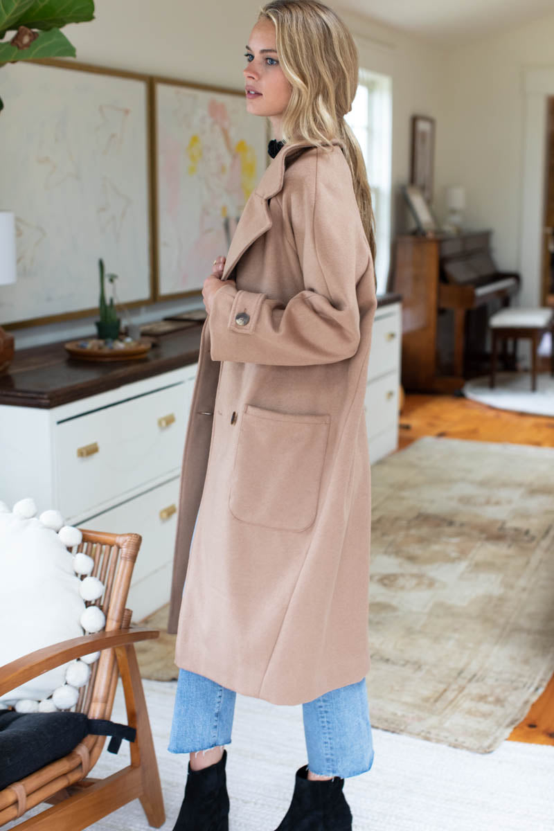 Matisse 4 Button Coat - Camel Wool Cashmere