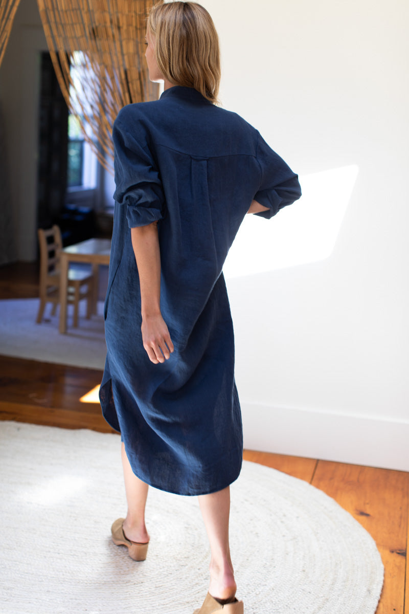 Midi Shirtdress - Lake Blue Linen