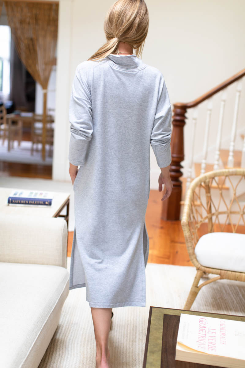 Midi Turtleneck Dress - Heather Grey Organic