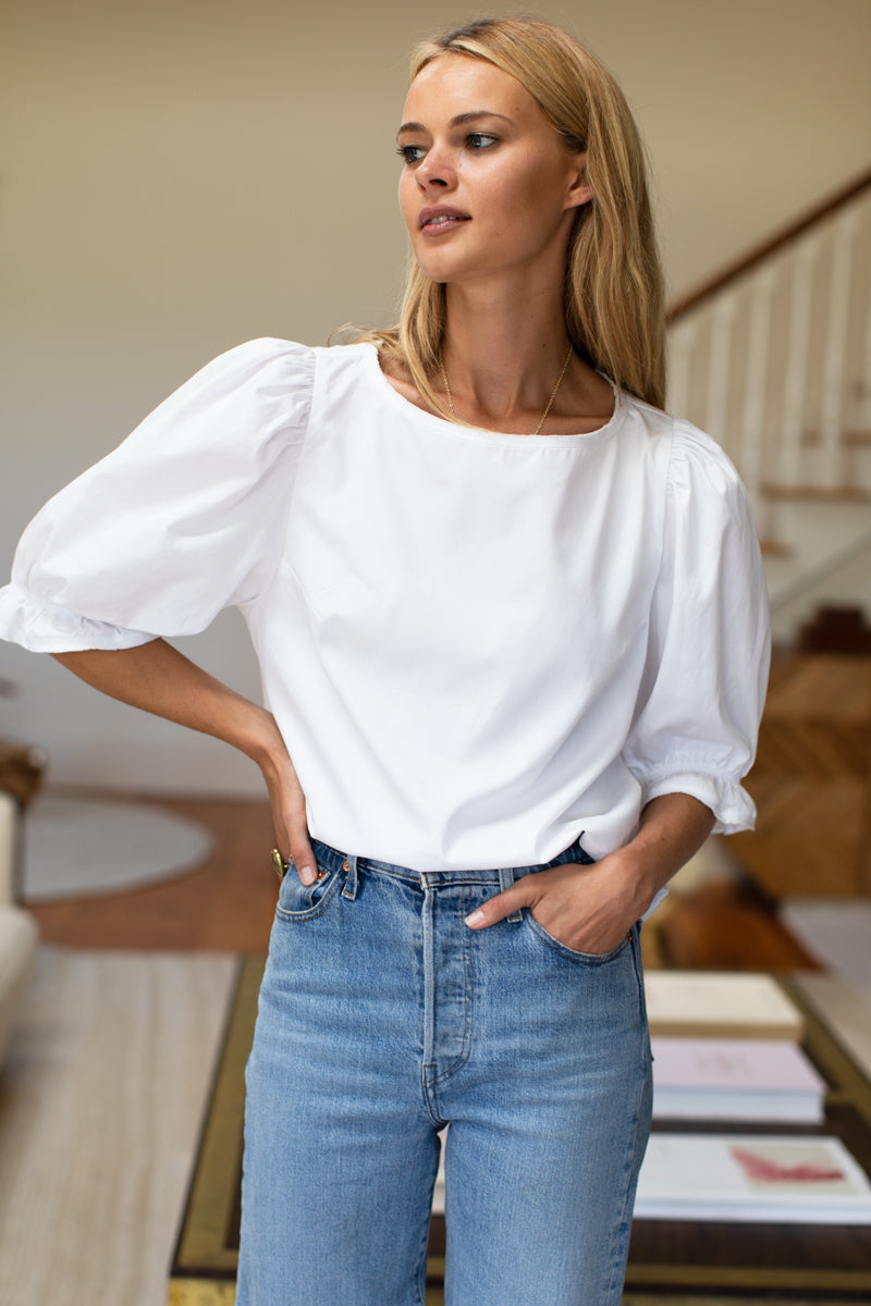 Pearl Blouse - White Poplin