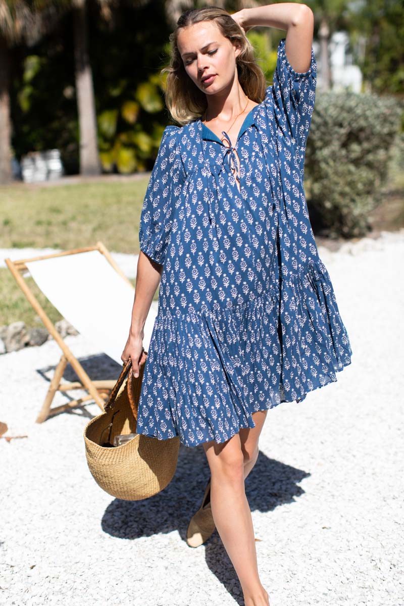 Puff Isla Dress - Marguerite Blue Organic