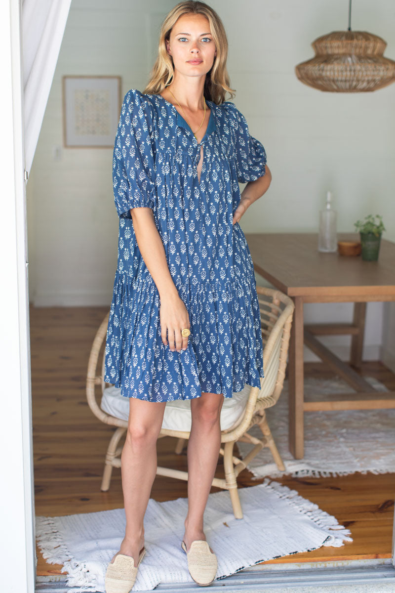 Puff Isla Dress - Marguerite Blue Organic