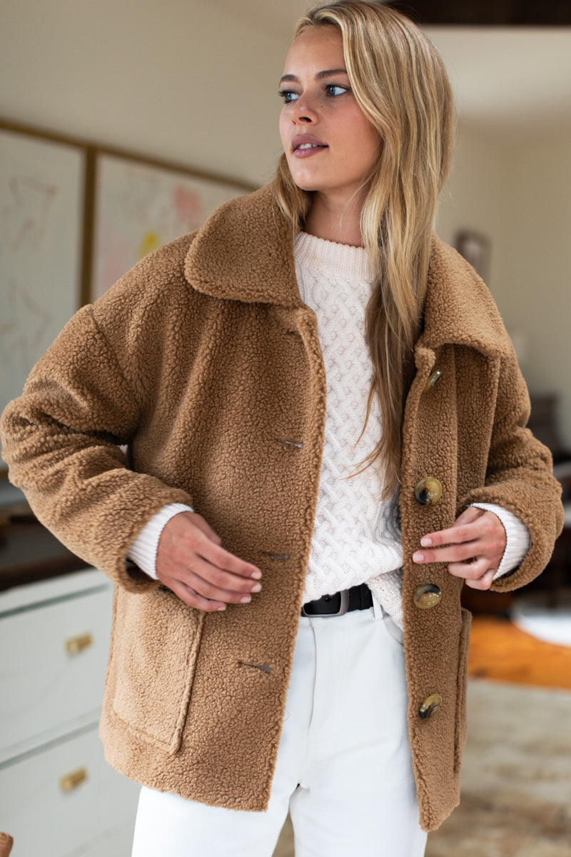 Shorty Teddy Coat - Camel