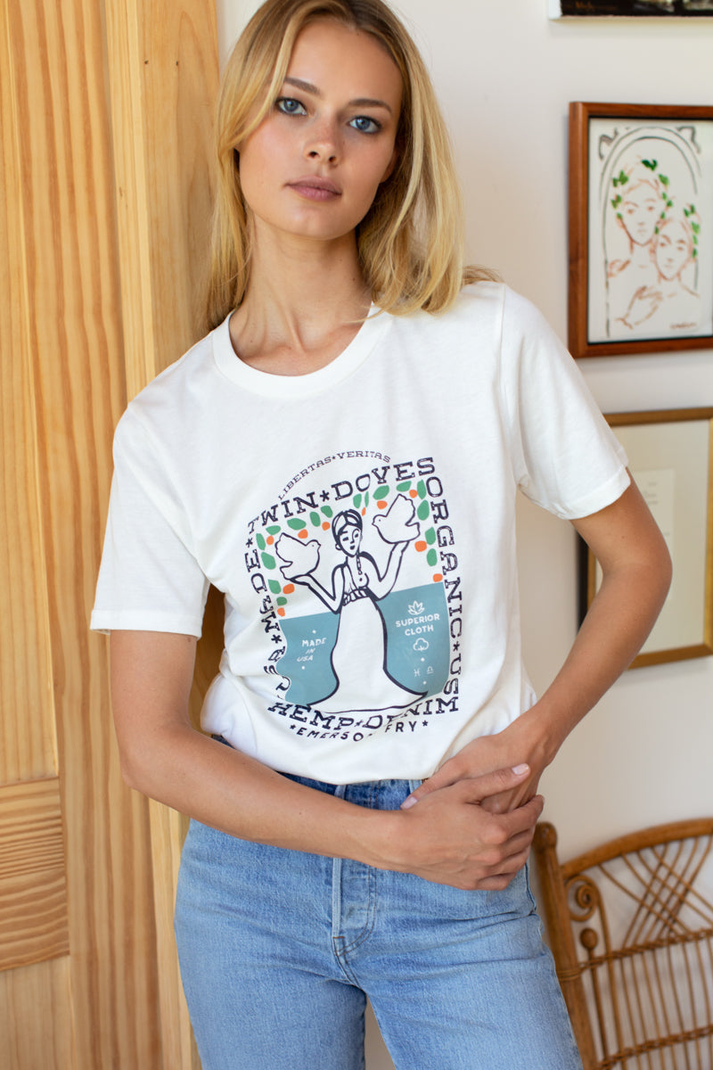 Twin Doves T-Shirt - Goddess Sea Organic