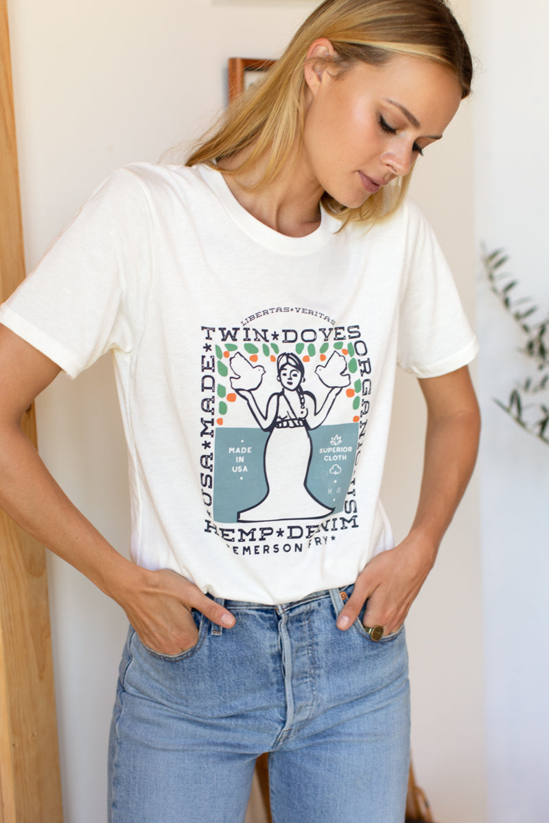 Twin Doves T-Shirt - Goddess Sea Organic