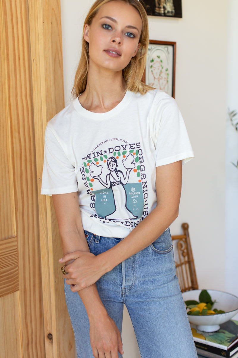 Twin Doves T-Shirt - Goddess Sea Organic