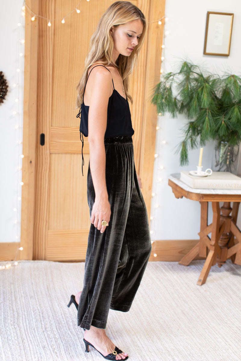 Wide Leg Pant - Bark Silk Velvet