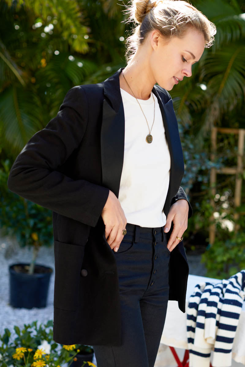 Emerson Tux Jacket - Black Linen