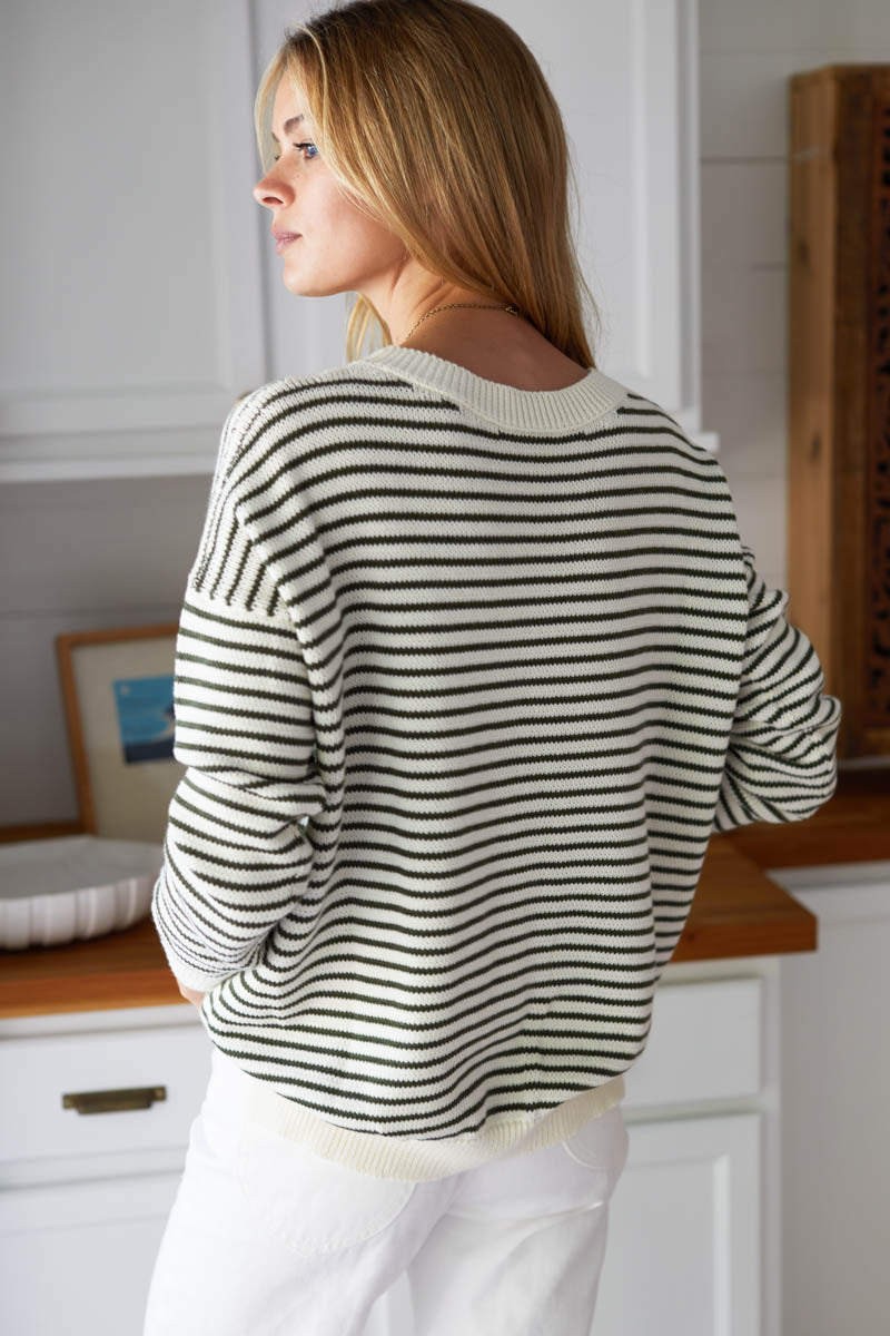 Carolyn Sweater - Army Stripe Organic