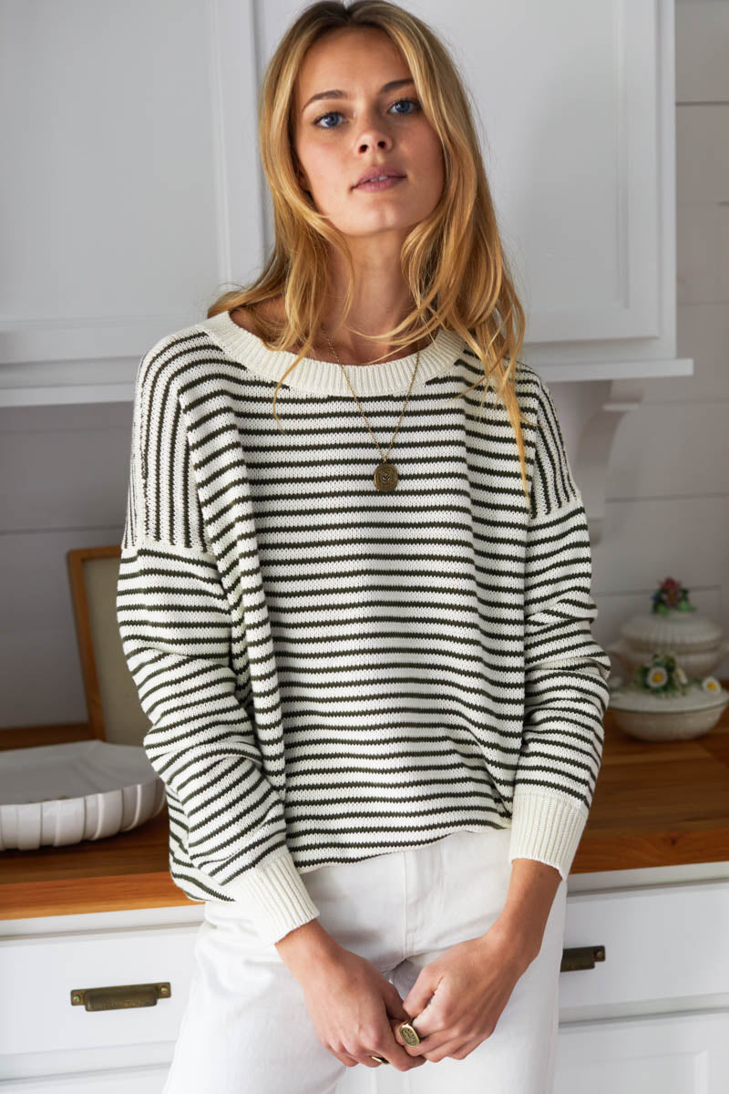 Carolyn Sweater - Army Stripe Organic