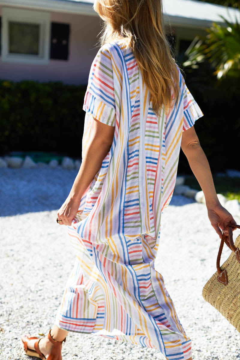 Emerson Caftan - Rainbow Stripe Organic