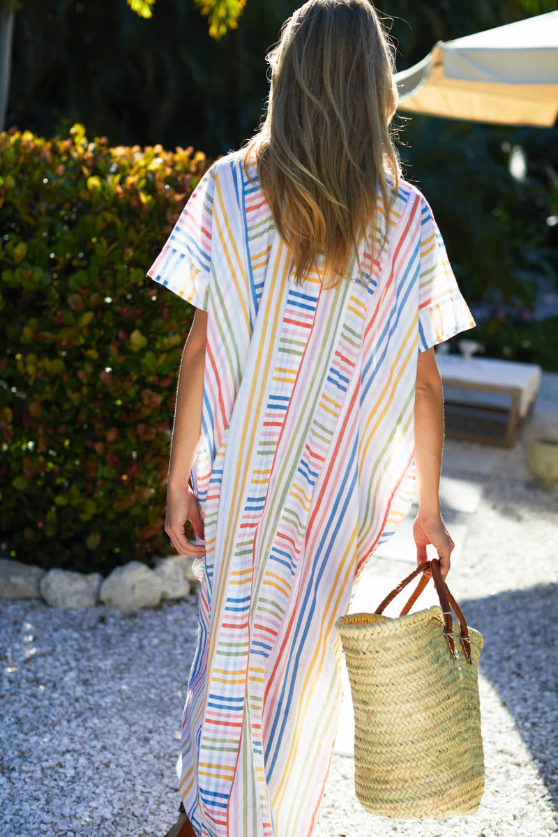 Emerson Caftan - Rainbow Stripe Organic