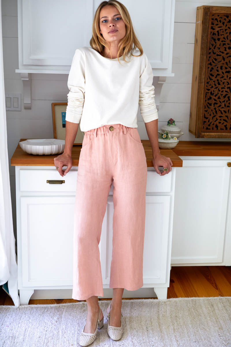 Johnny Sailor Pant - Venice Pink Linen