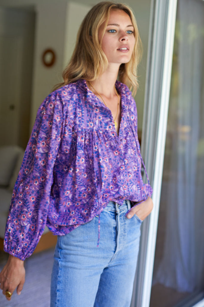 Emmaline Blouse - Violet Wildflower Organic - Emerson Fry