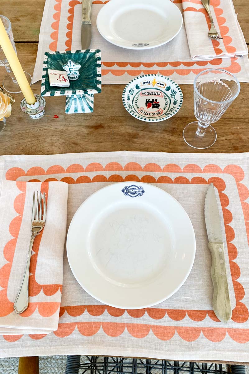 Fete Linen Napkin - Terra + Peach