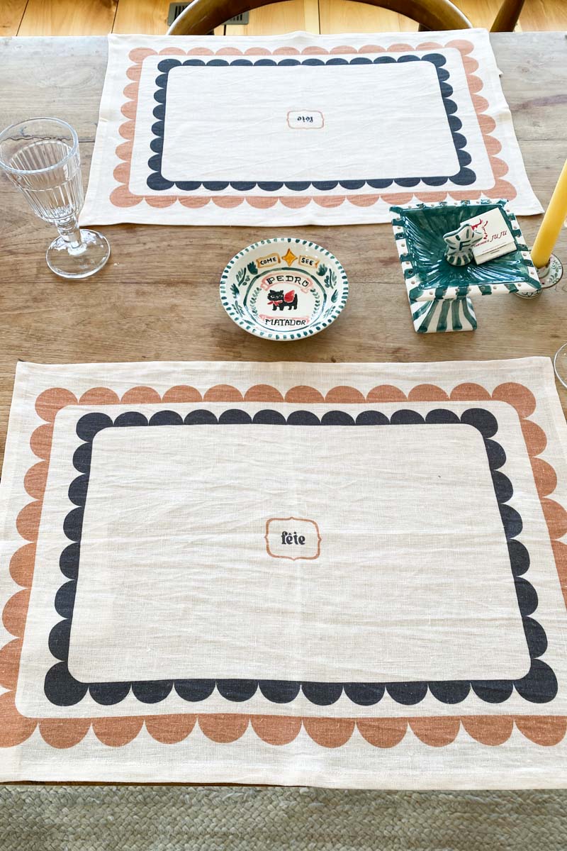 Fete Linen Placemat - Coffee + Cream