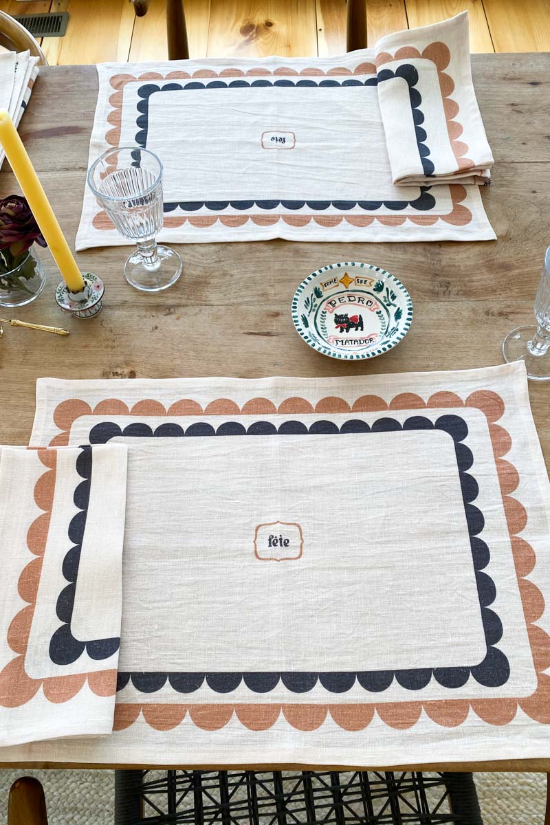 Fete Linen Placemat - Coffee + Cream