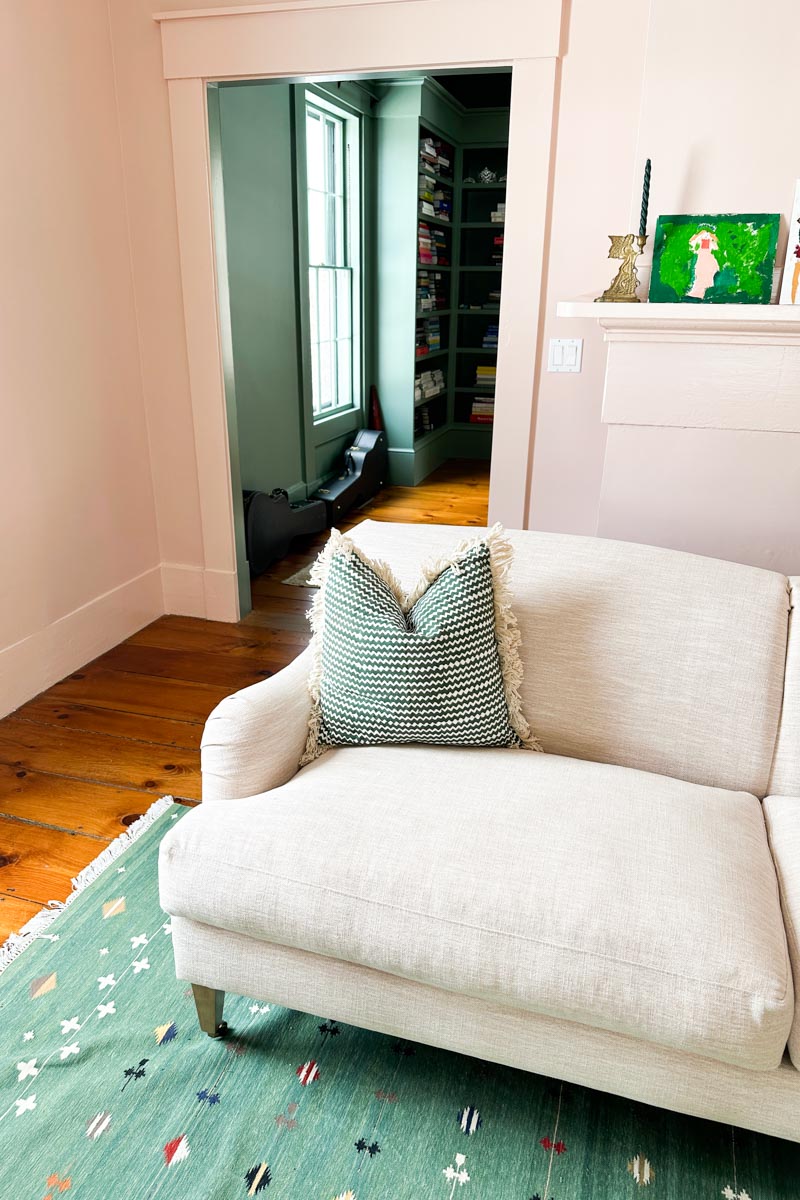 Handblock Pillow Cover - Zigzag Juniper Linen