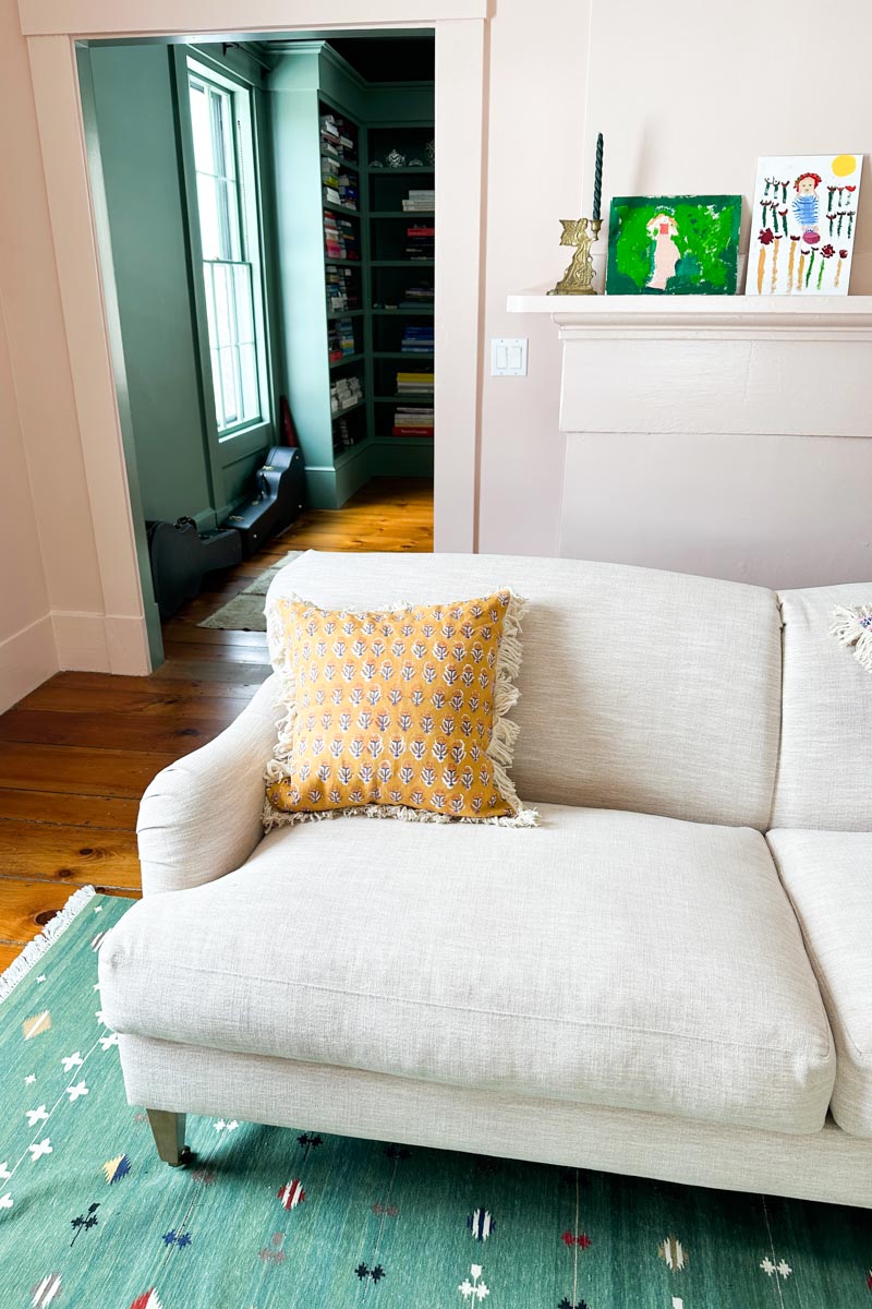 Handblock Pillow Cover - French Marigolds Saffron Linen