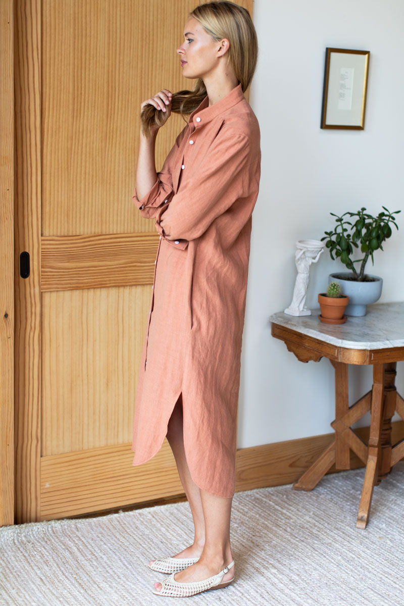 Midi Shirtdress - Clay Linen