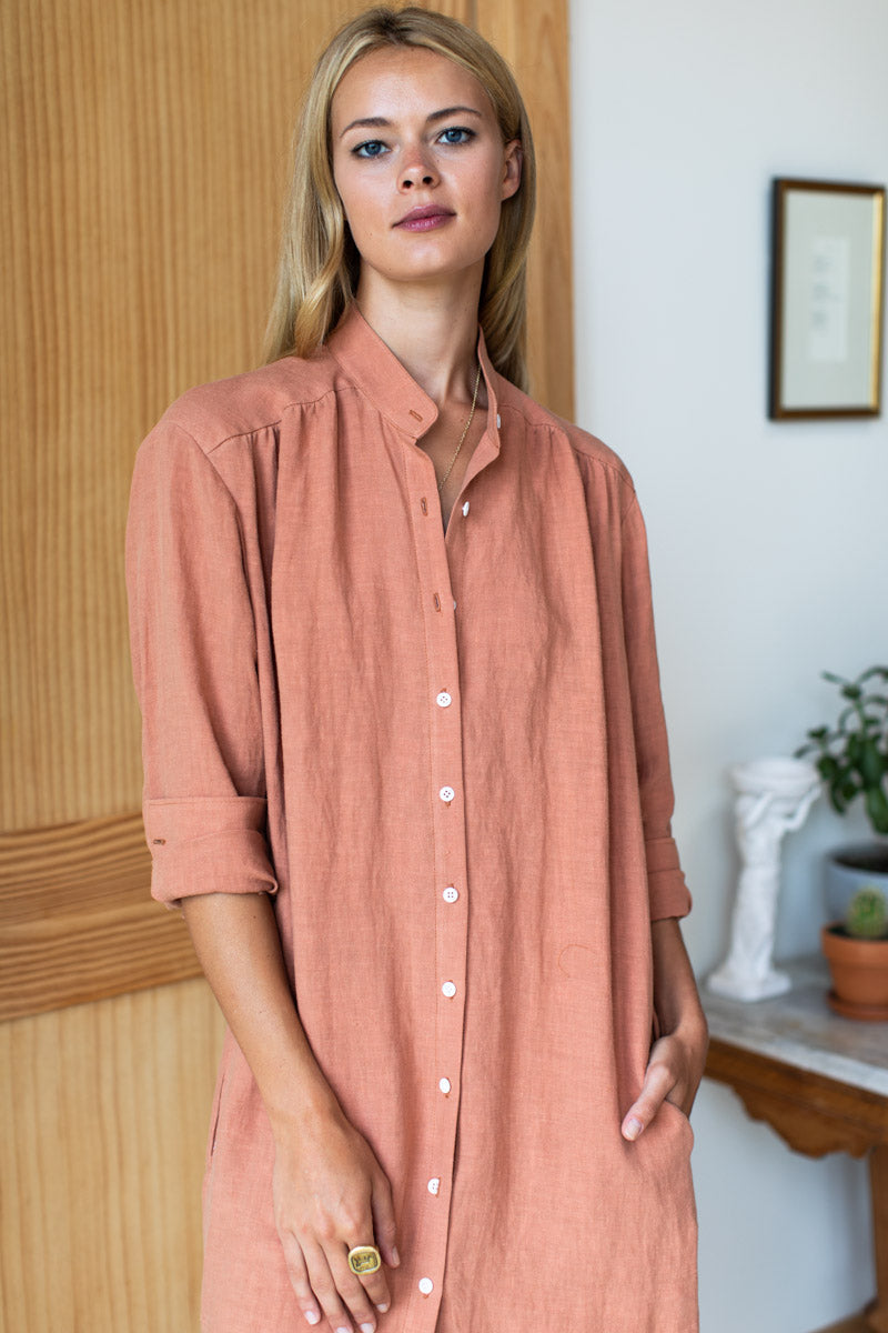 Midi Shirtdress - Clay Linen