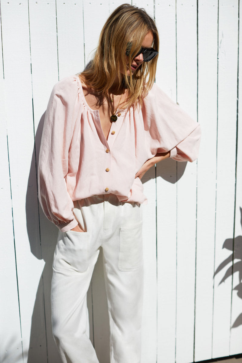 Frances Blouse - Shell Pink Linen