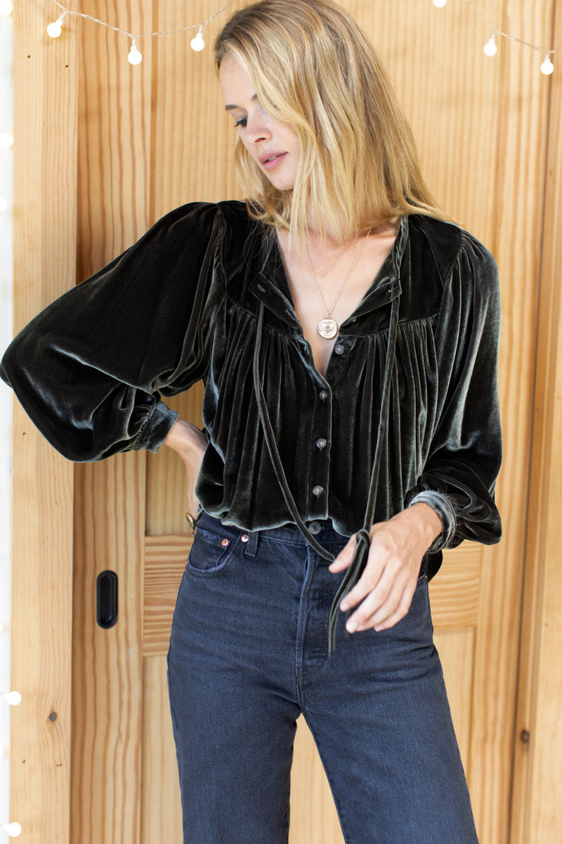 Poet Blouse - Bark Silk Velvet