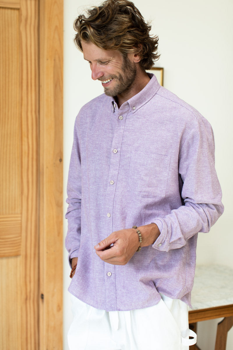 Ryan Shirt - Argyle Purple Hemp Organic