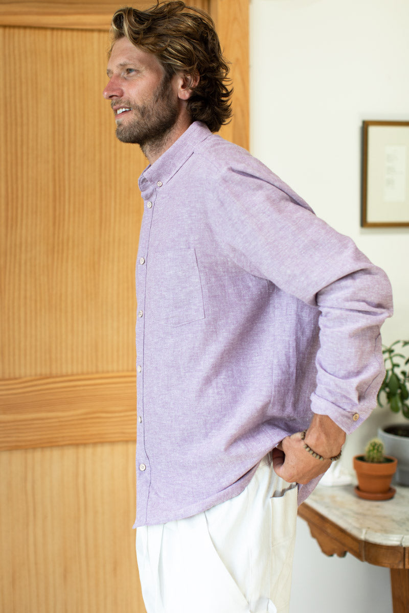 Ryan Shirt - Argyle Purple Hemp Organic