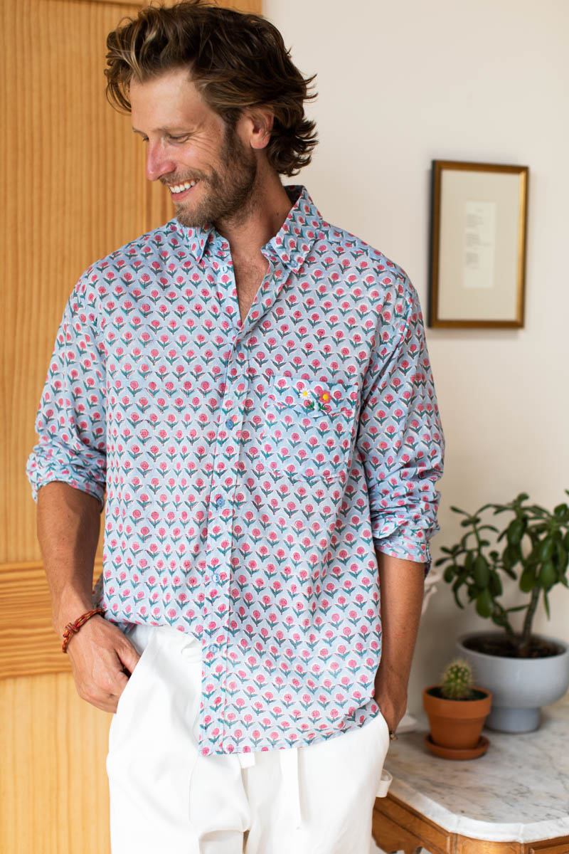 Ryan Shirt - Little Blue + Pink Organic