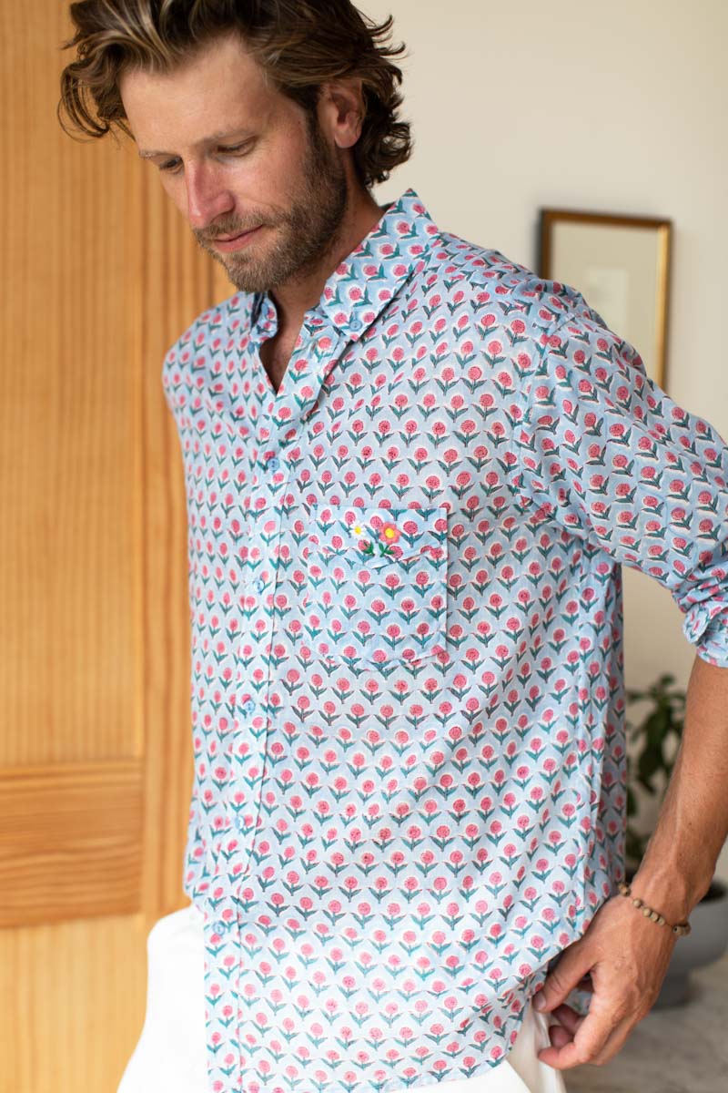 Ryan Shirt - Little Blue + Pink Organic