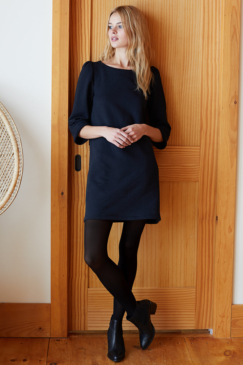 Alice Dress - Black Herringbone