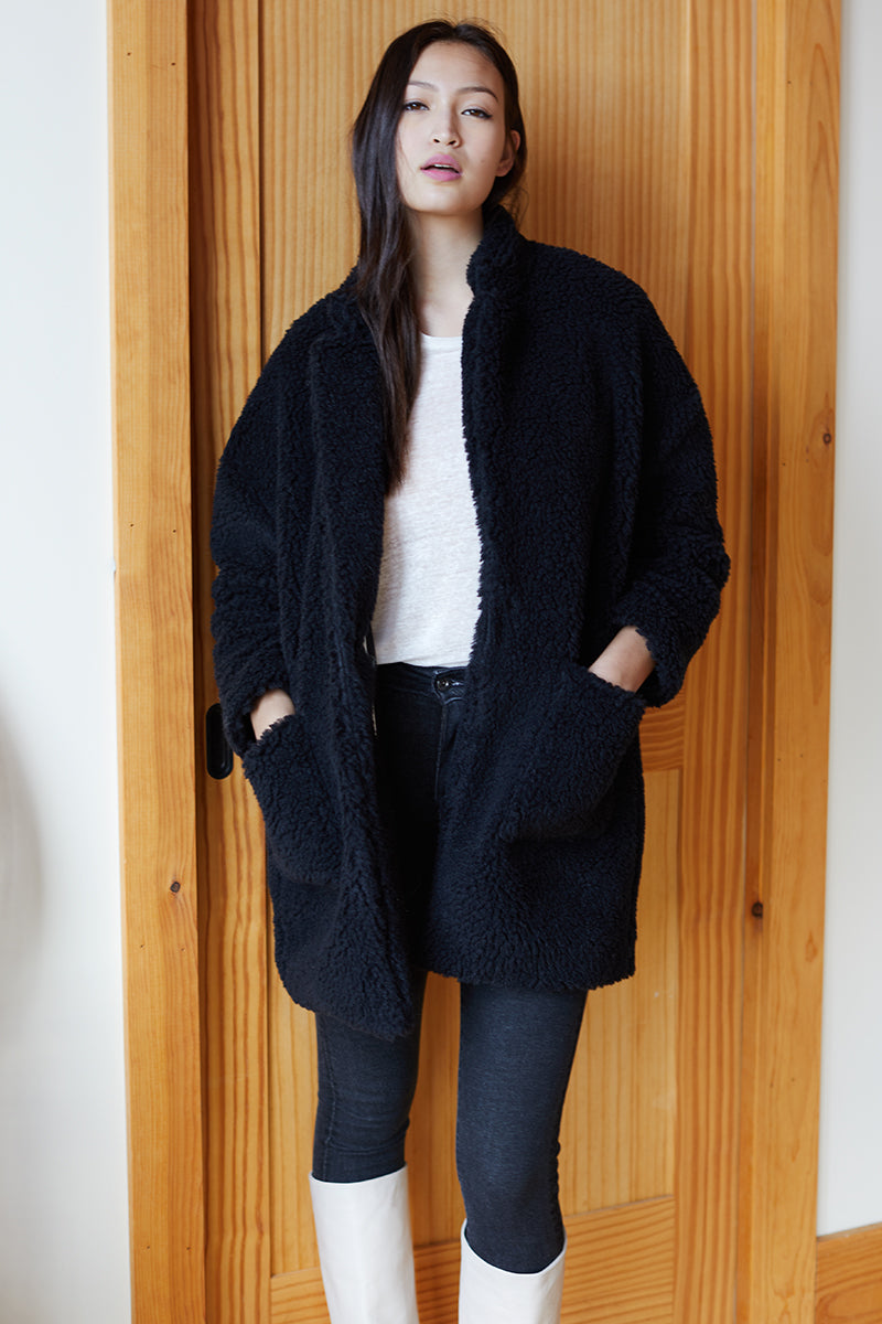 Teddy Bear Coat - Black