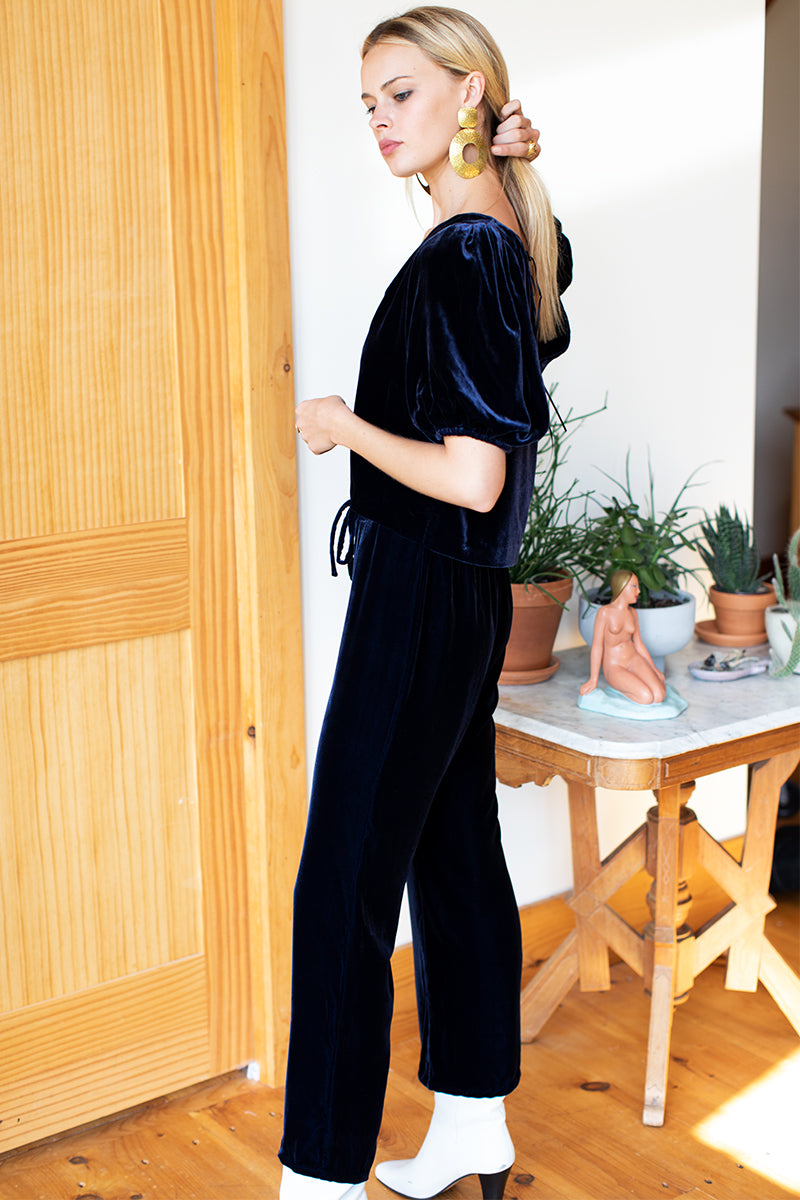 Belle Pant - Midnight Silk Velvet - Imperfect