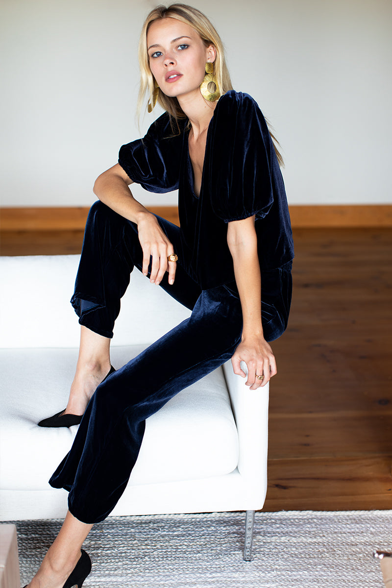 Belle Pant - Midnight Silk Velvet - Imperfect