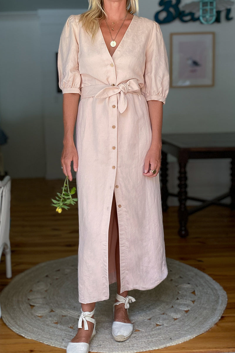 Bea Dress - Shell Pink Linen