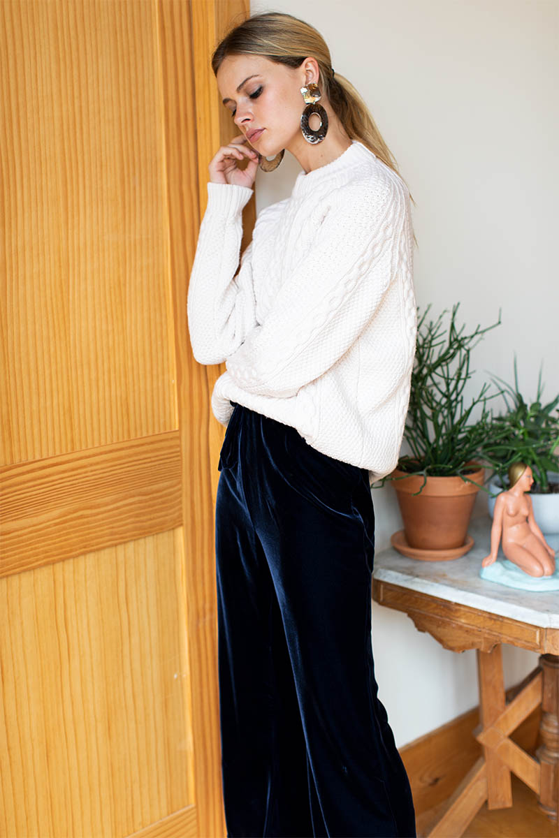 Belle Pant - Midnight Silk Velvet - Imperfect