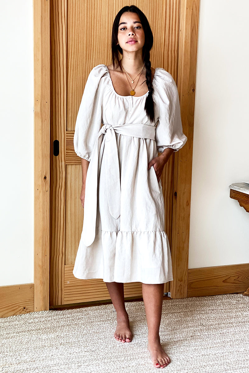 Bennie Midi Dress - Almond Linen