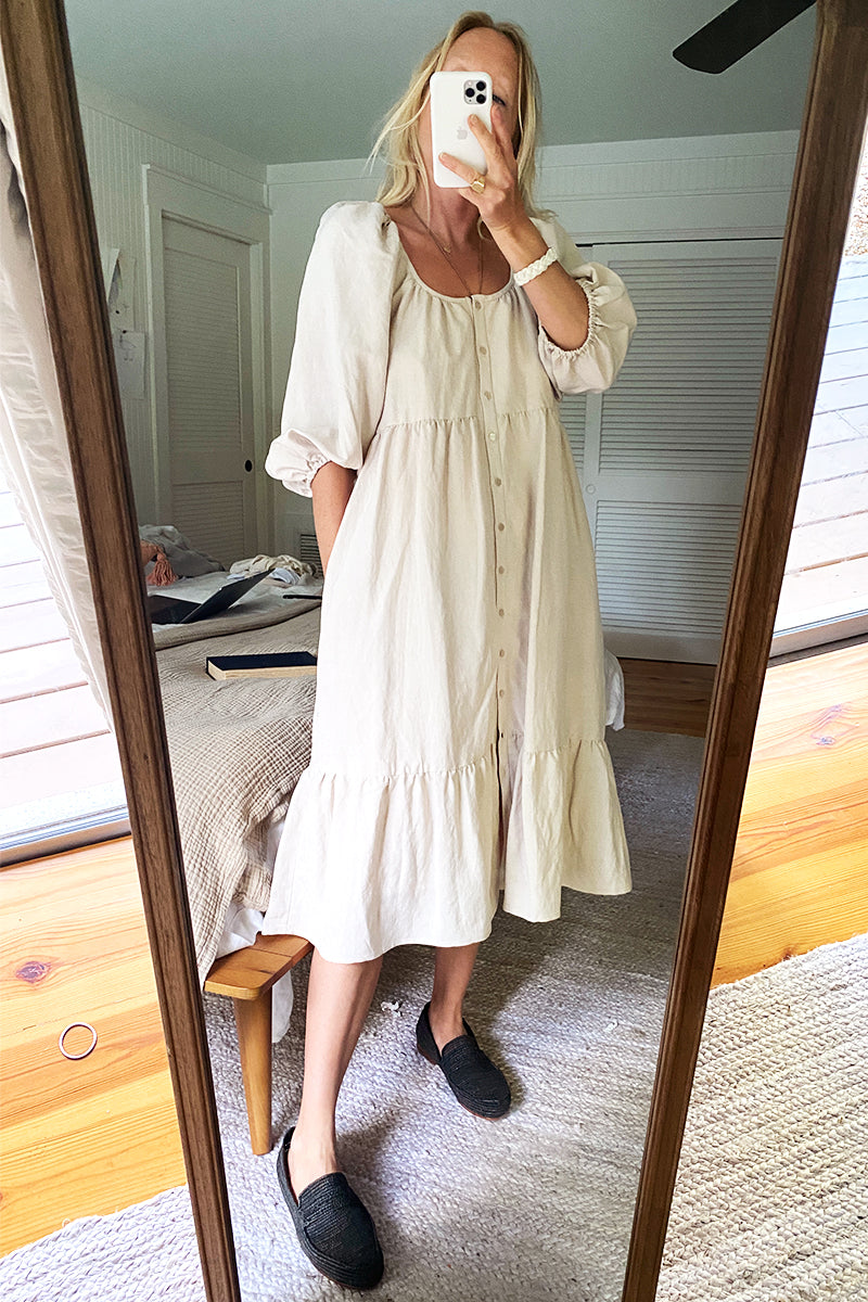 Bennie Midi Dress - Almond Linen