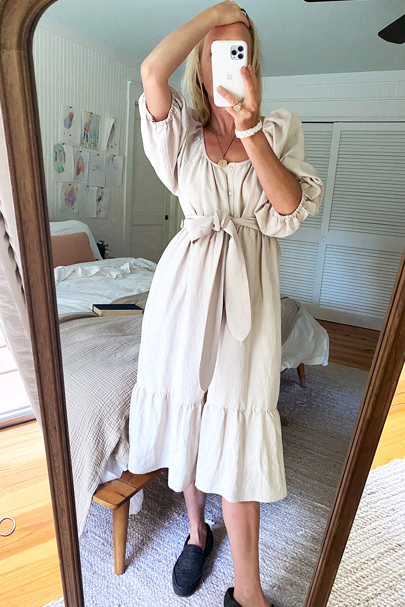 Bennie Midi Dress - Almond Linen