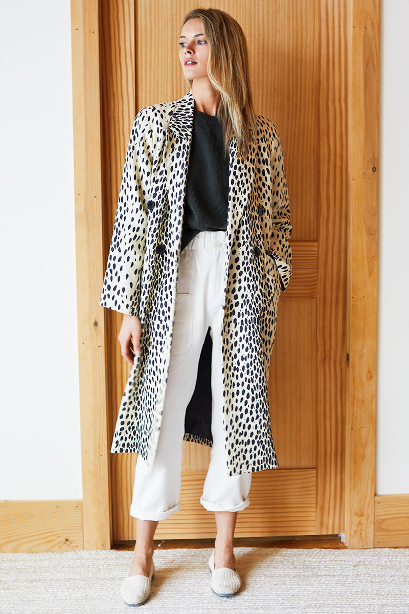 Bowery Coat - Leopard Linen